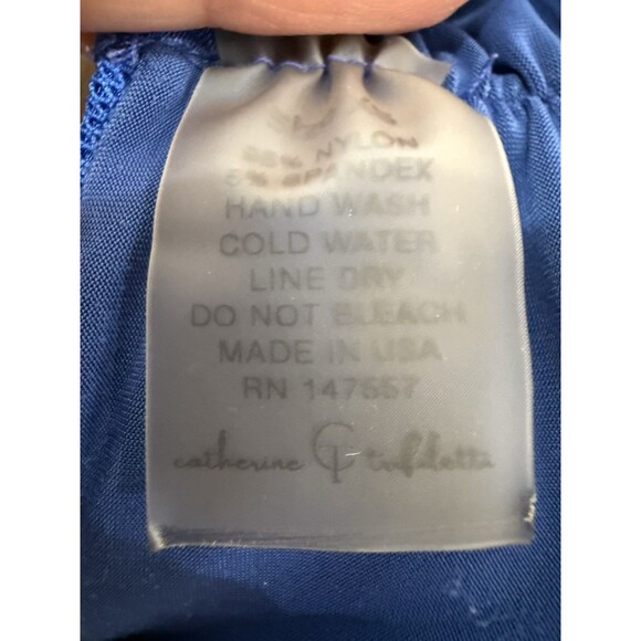 Catherine Fulmer Blue Mesh String Bikini Set XS Ruched Tie Side USA Swimwear - Picture 7 of 8